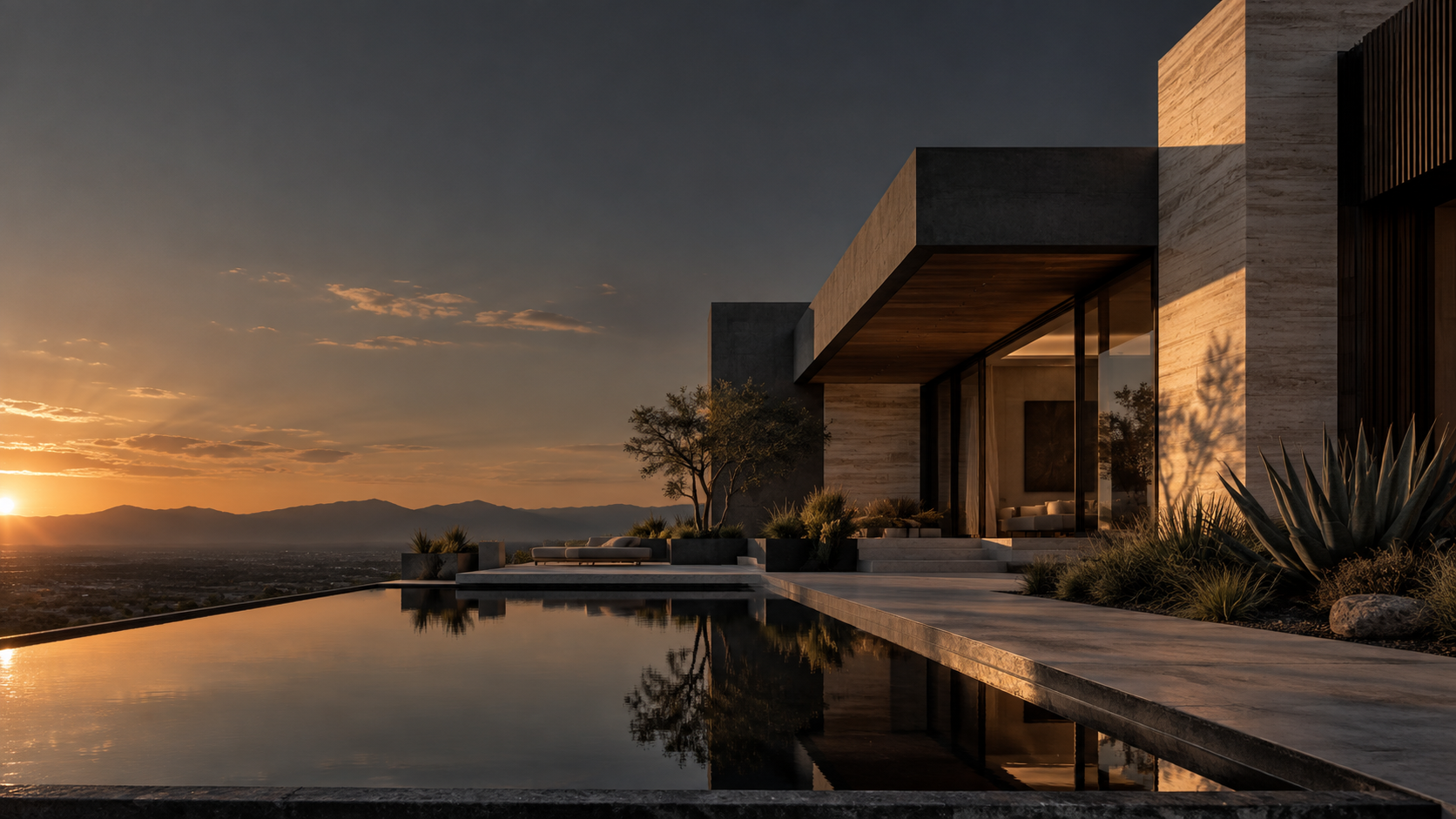 Casa contemporánea Casa Horizonte al atardecer